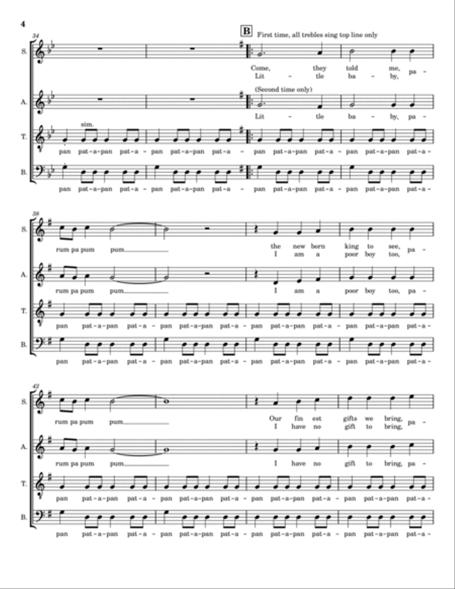 The Little Drummer Boy 4-Part scores gallery preview page 4