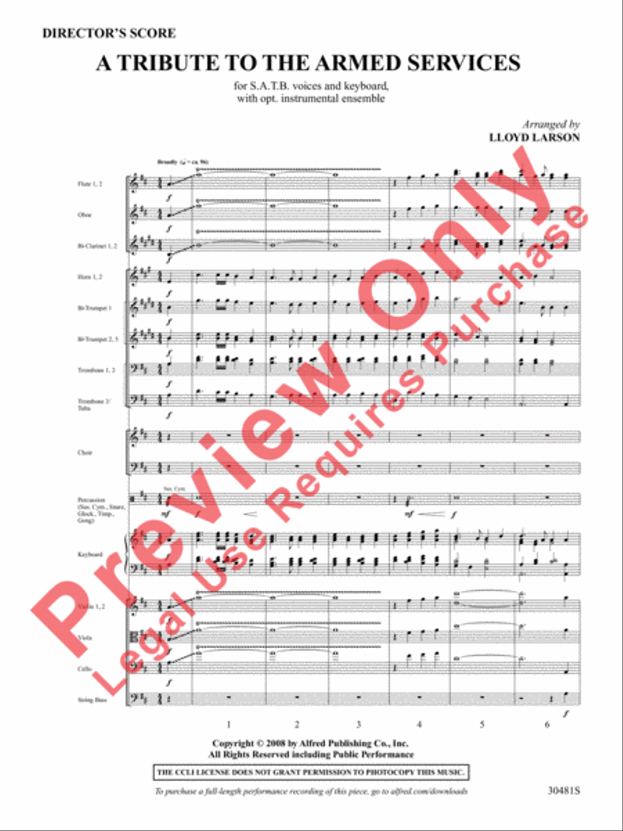 A Tribute to the Armed Services (A Medley) Choir scores gallery preview page 2