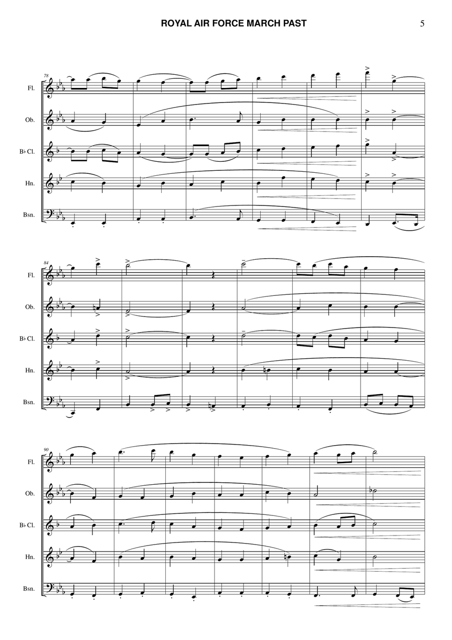 Royal Air Force March Past Woodwind Quintet scores gallery preview page 5