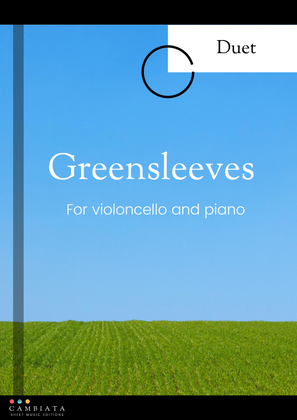 Book cover for Greensleeves - for solo cello and piano accompaniment (Easy)