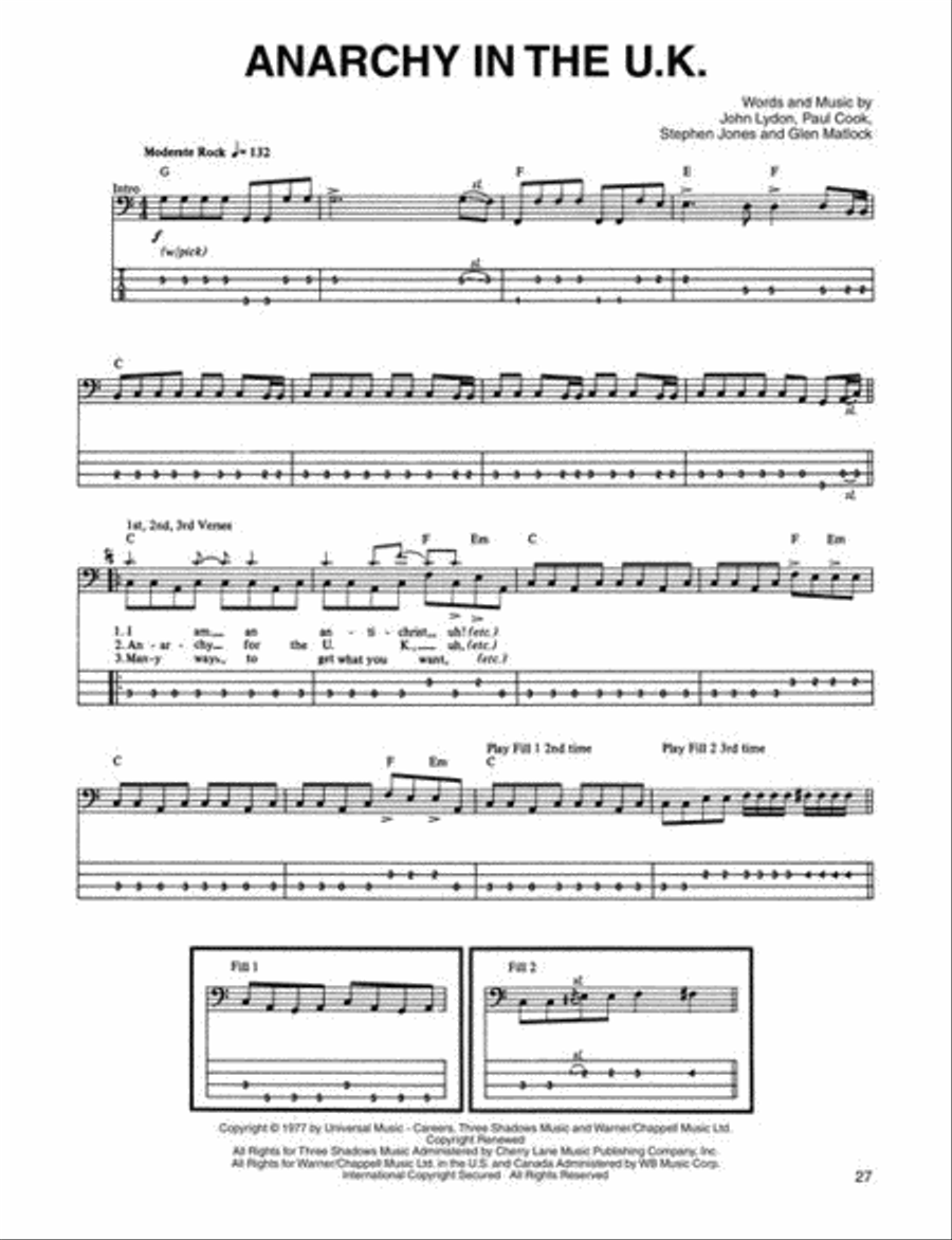 Monster Book of Rock Bass Tab Bass Guitar Tablature scores gallery preview page 9