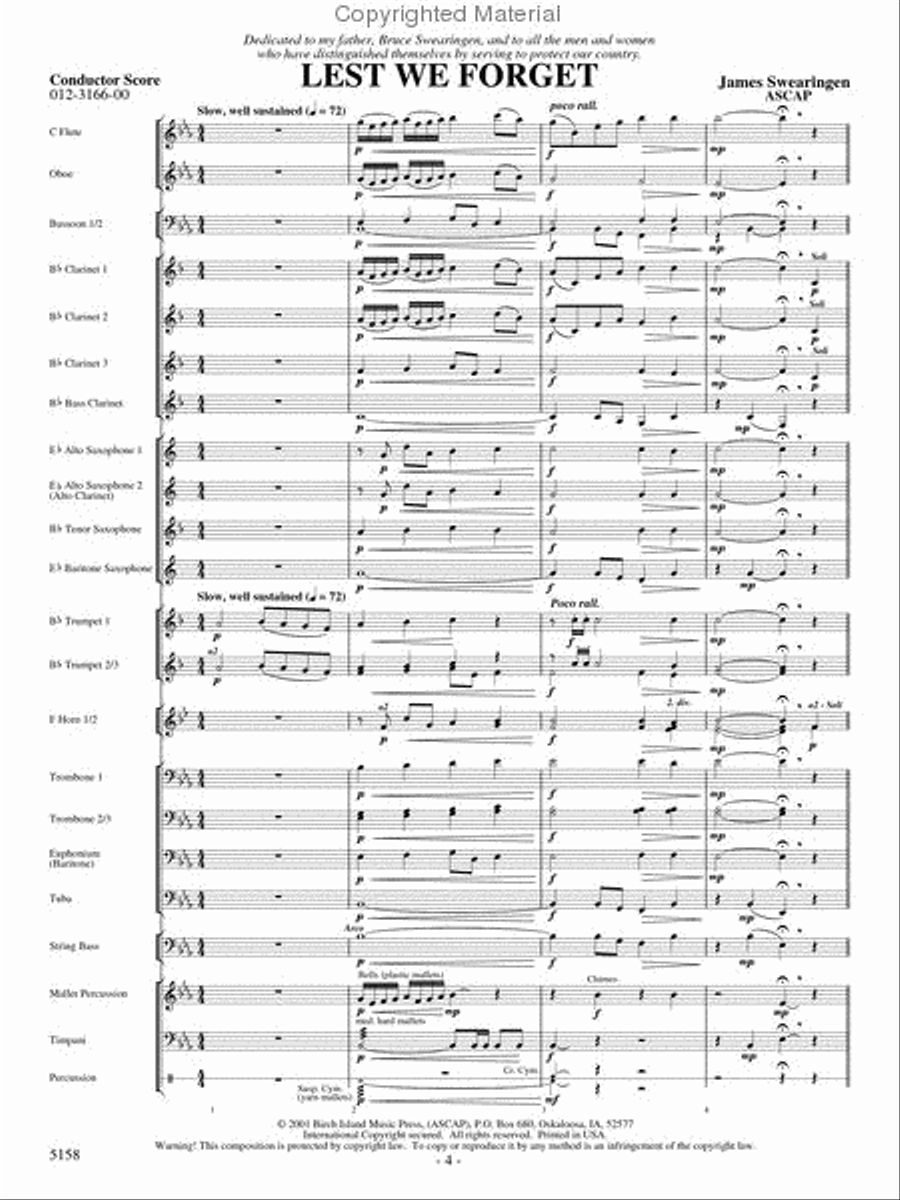 Lest We Forget Concert Band scores gallery preview page 2
