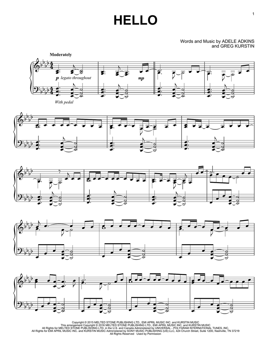 Hello Hello Piano Solo scores gallery preview page 1