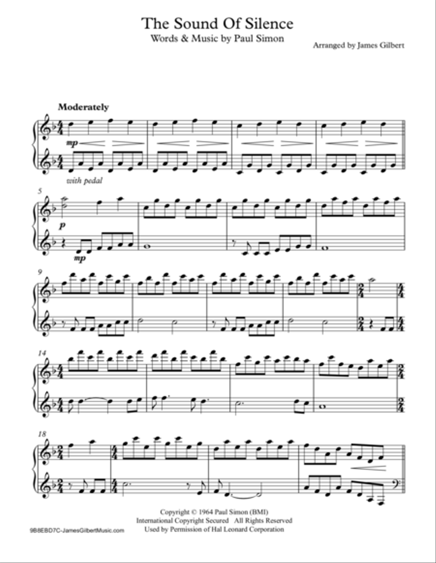 The Sound Of Silence Piano Solo scores gallery preview page 1
