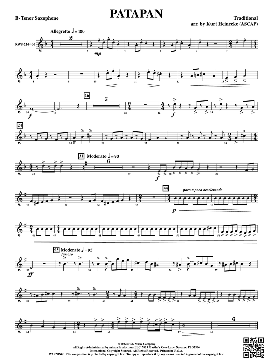 Patapan: B-flat Tenor Saxophone