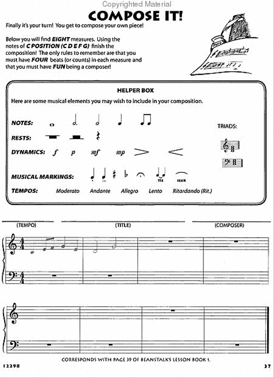 Beanstalk's Basics for Piano Piano Method scores gallery preview page 5