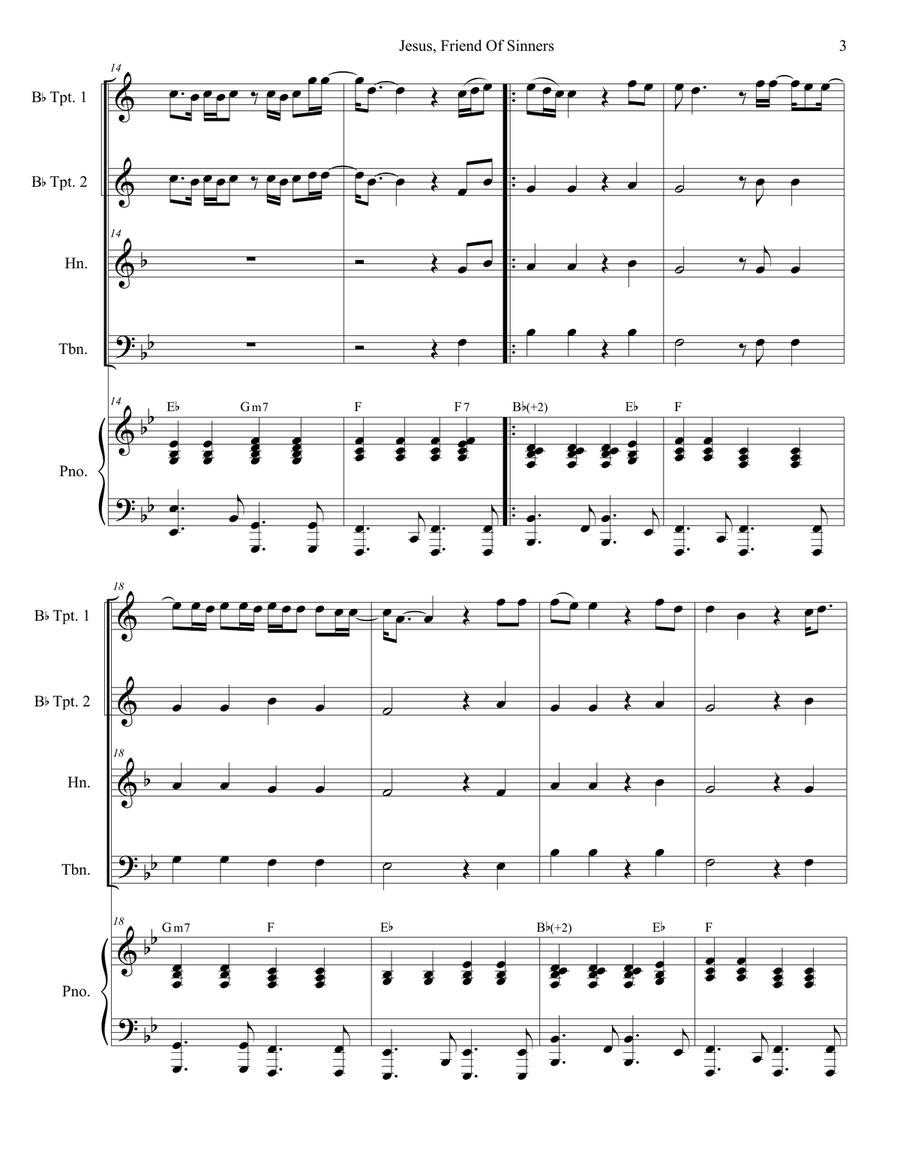 Jesus, Friend Of Sinners Brass Quartet scores gallery preview page 3