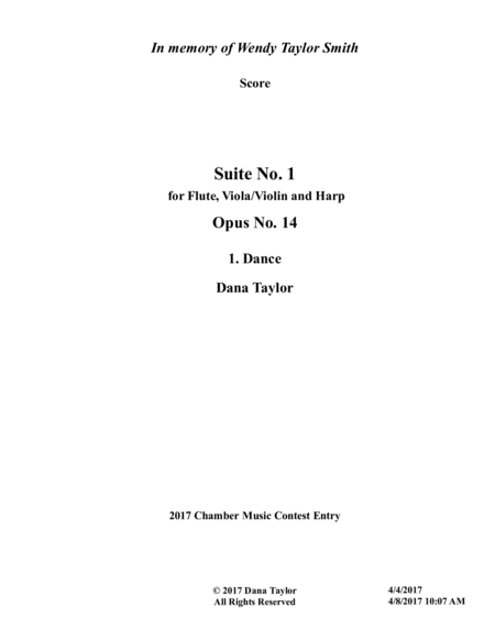 Suite No. 1 for Flute, Violx and Harp - Dance image number null