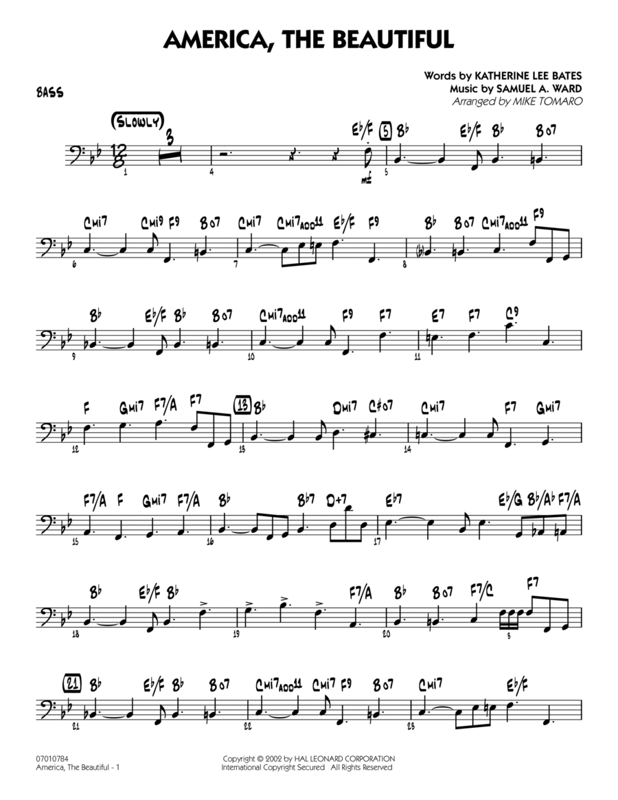 America, The Beautiful - Bass Jazz Ensemble scores gallery preview page 1