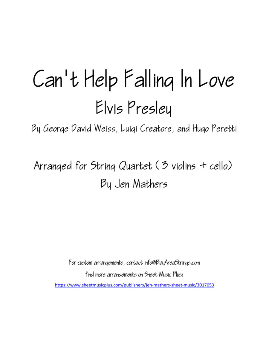 Can't Help Falling In Love String Quartet scores gallery preview page 1