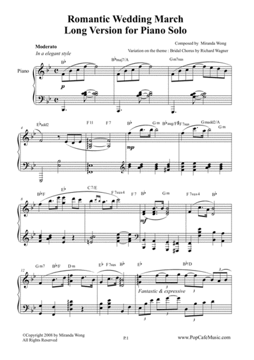 Romantic Wedding March by Miranda Wong - Long Version for Piano Solo image number null