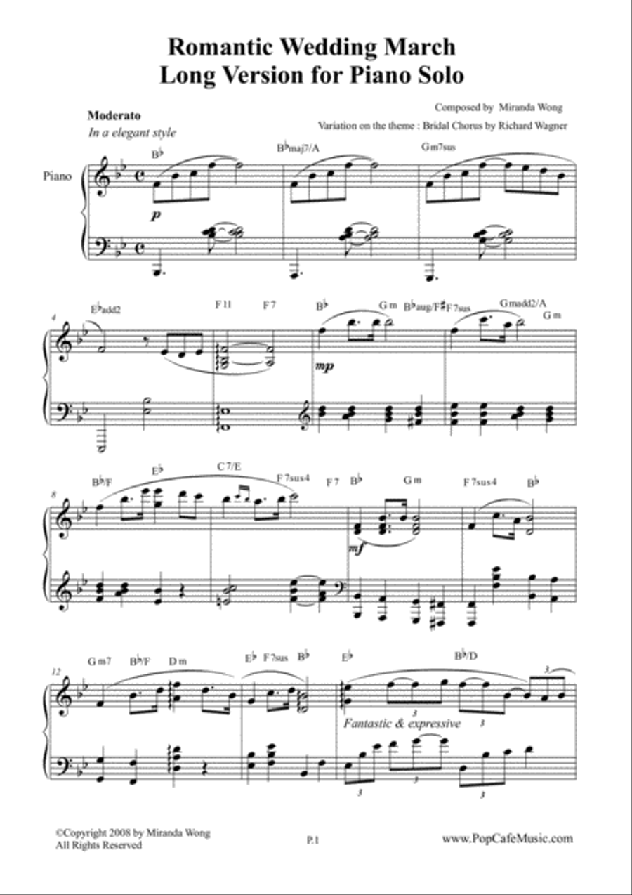 Romantic Wedding March by Miranda Wong - Long Version for Piano Solo image number null