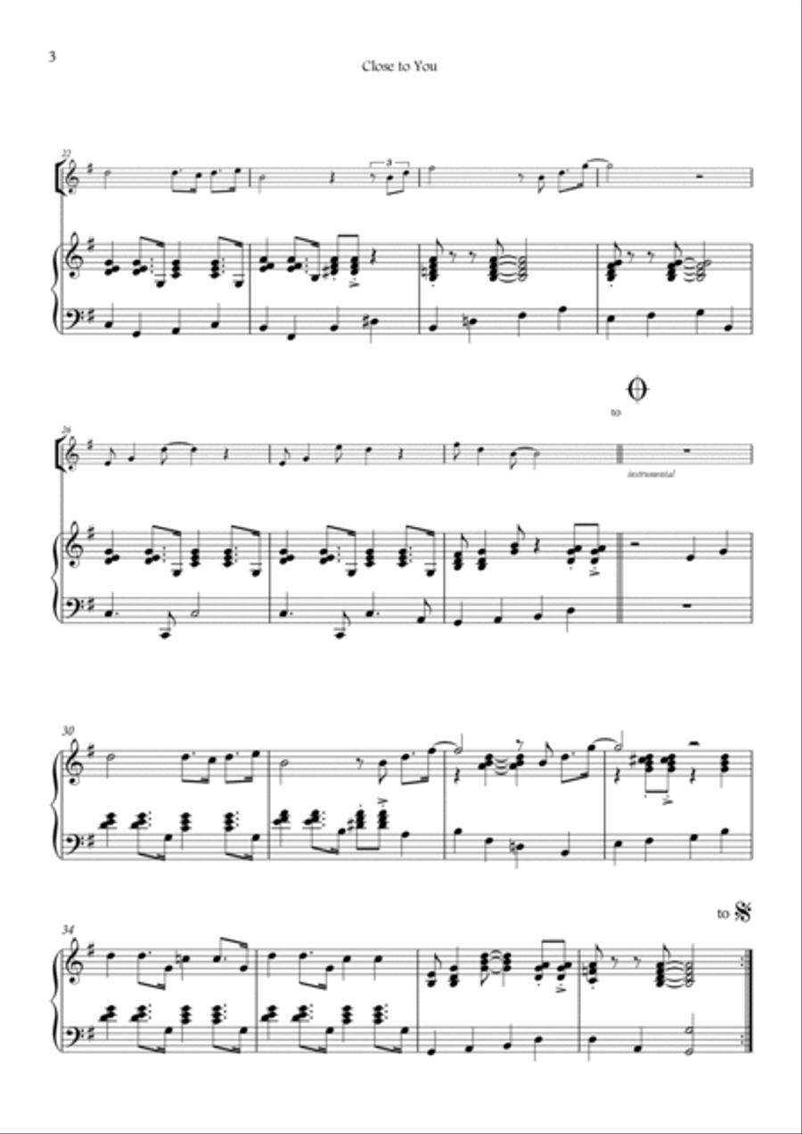 Close To You Flute Solo scores gallery preview page 3