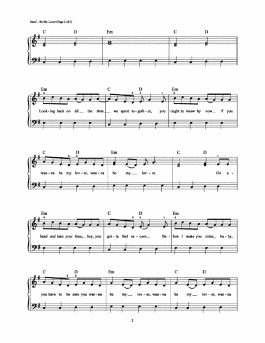 Be My Lover Be My Lover Easy Piano scores gallery preview page 2