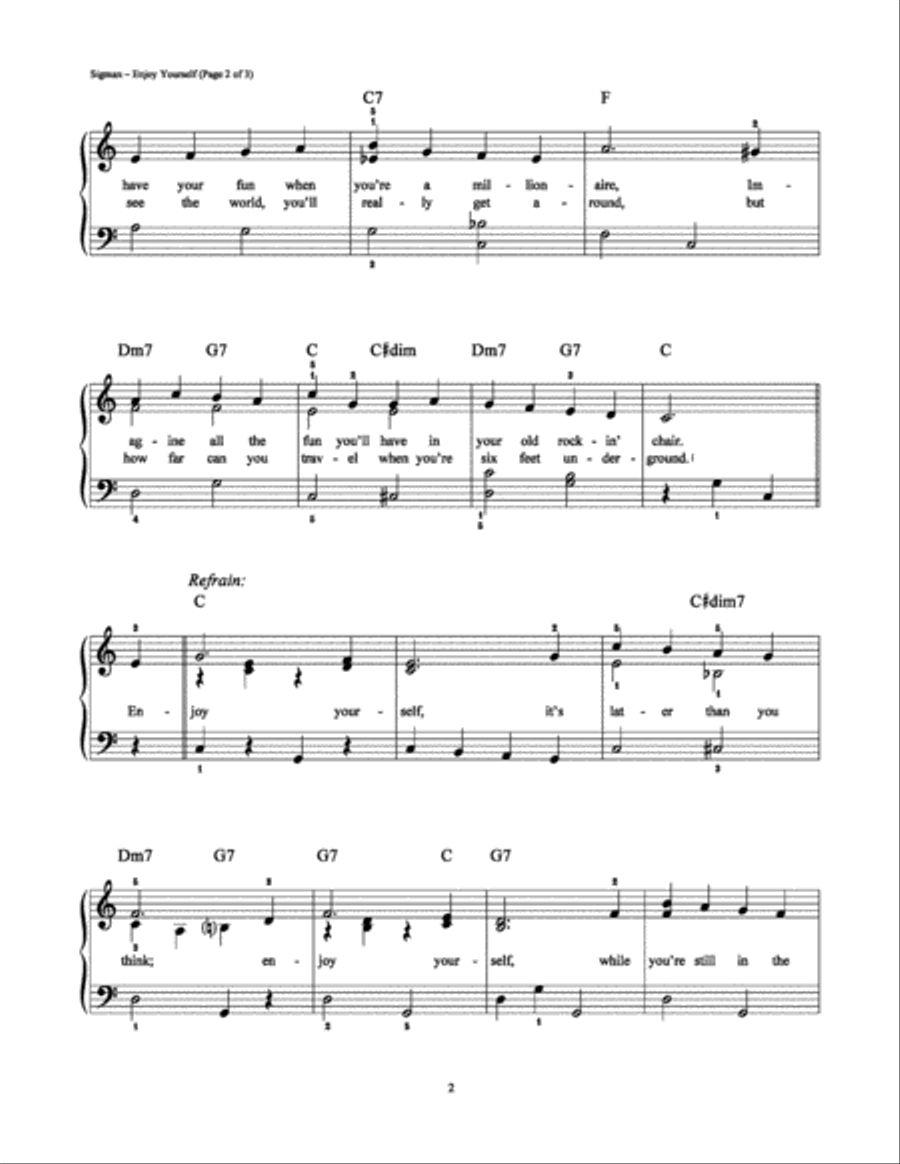Enjoy Yourself Enjoy Yourself Easy Piano scores gallery preview page 2