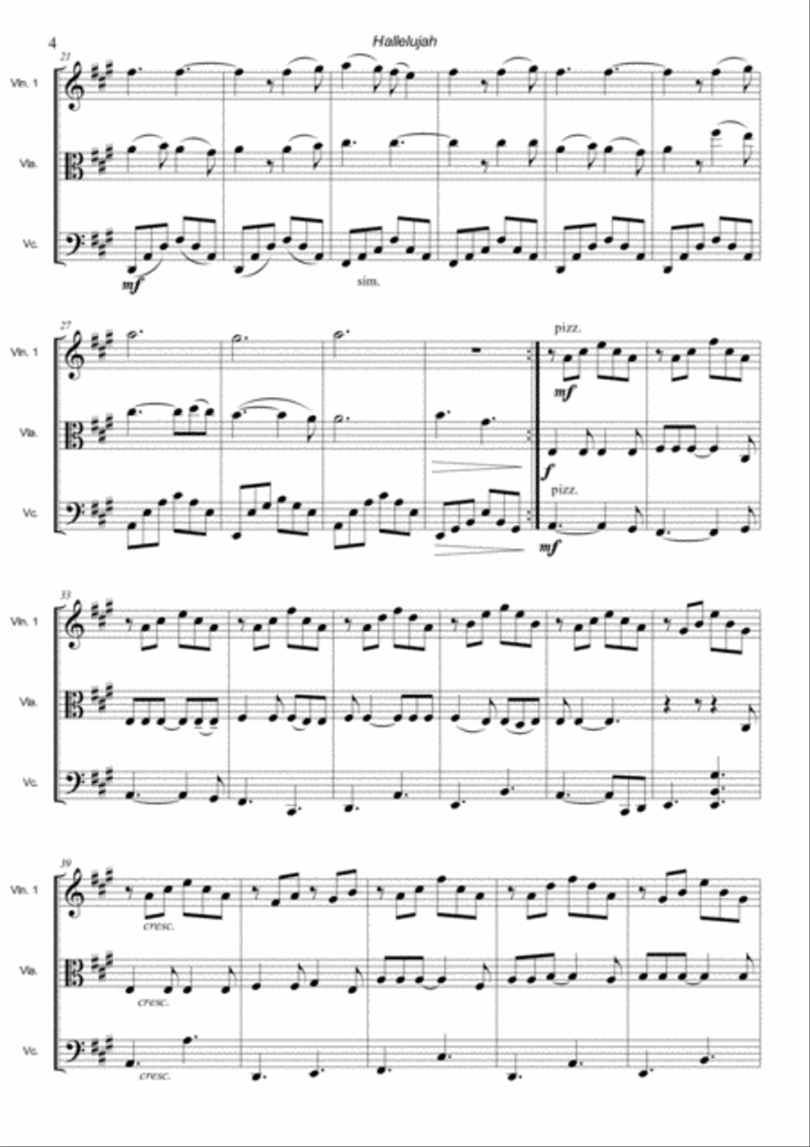 Hallelujah String Trio scores gallery preview page 4