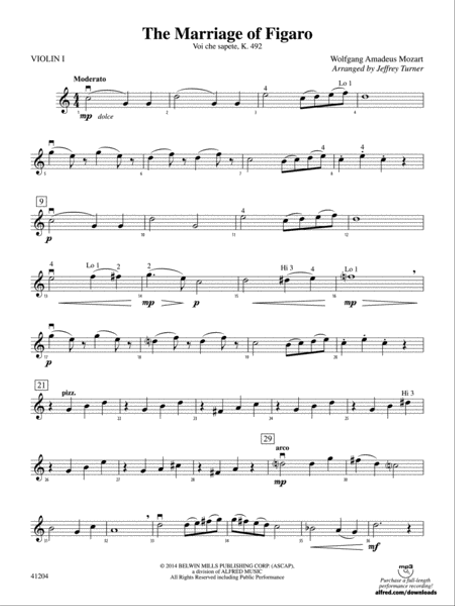 The Marriage of Figaro: 1st Violin String Orchestra scores gallery preview page 1