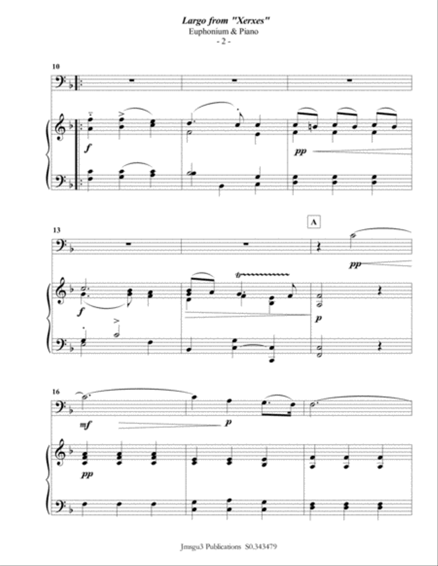 Handel: Largo from Xerxes for Euphonium & Piano Euphonium scores gallery preview page 2