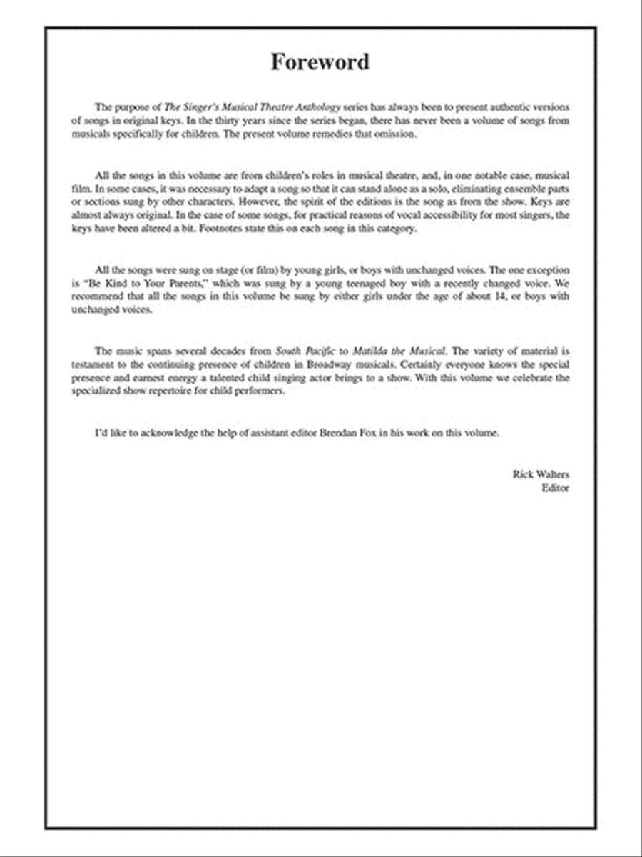 Singer's Musical Theatre Anthology – Children's Edition Voice scores gallery preview page 2