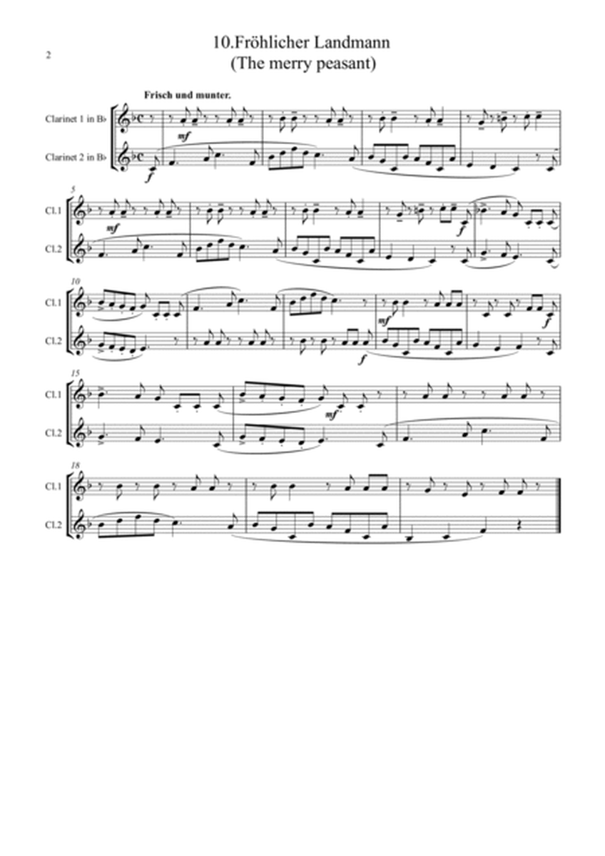 Schumann: Album für die Jugend (Album for the Young) (Op.68) Set II. (8 pieces) - clarinet duet image number null