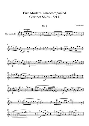 Five Modern Unaccompanied Clarinet solos - Set II