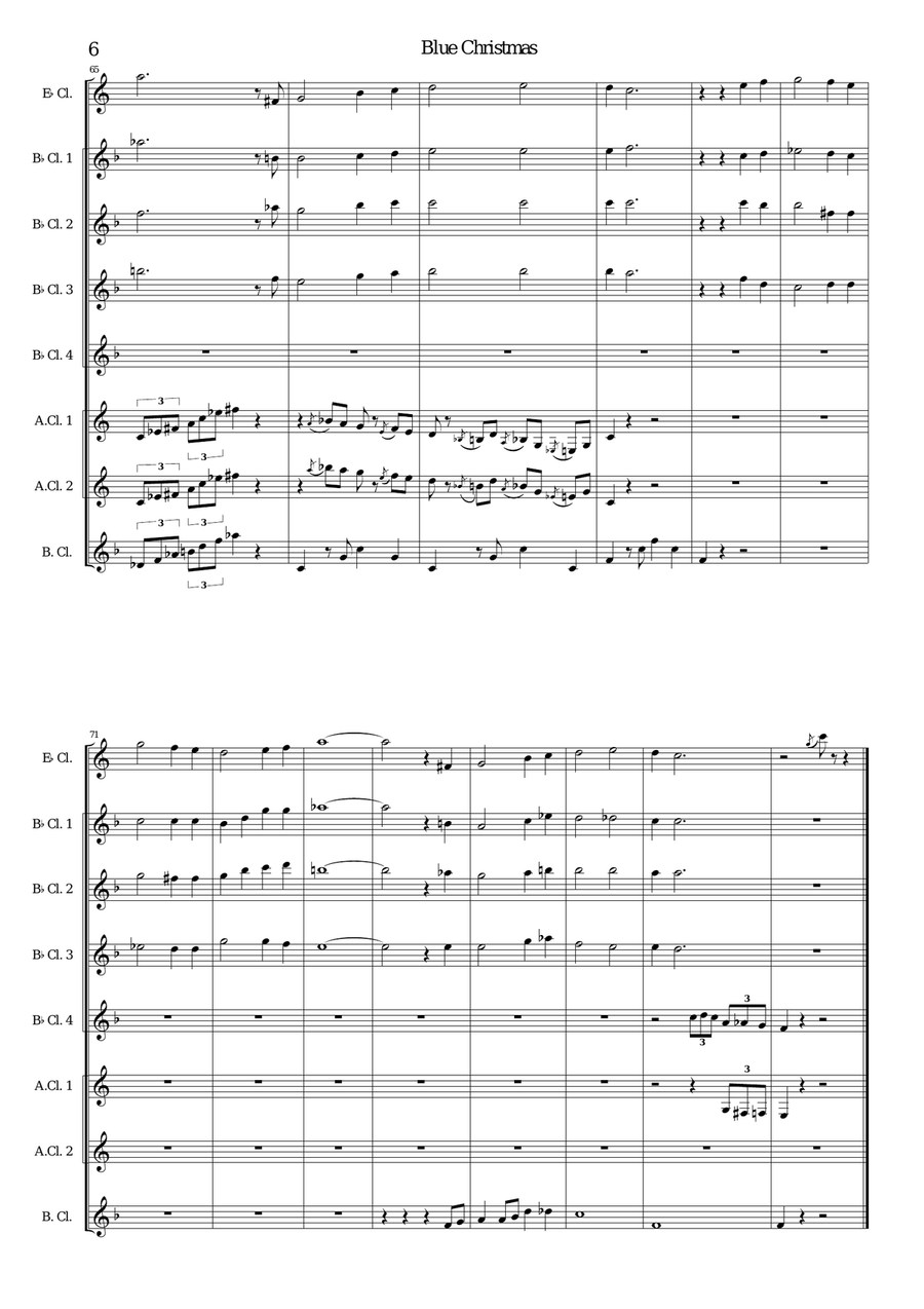 Blue Christmas Woodwind Quartet scores gallery preview page 6