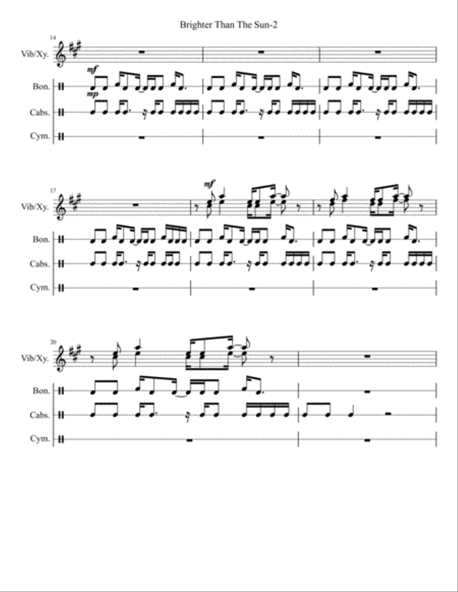 Brighter Than The Sun Percussion Ensemble scores gallery preview page 2