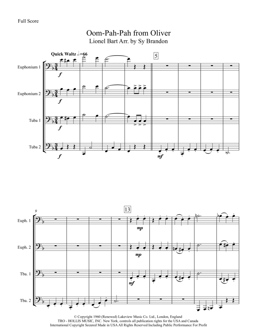 Oom-pah-pah Euphonium scores gallery preview page 1
