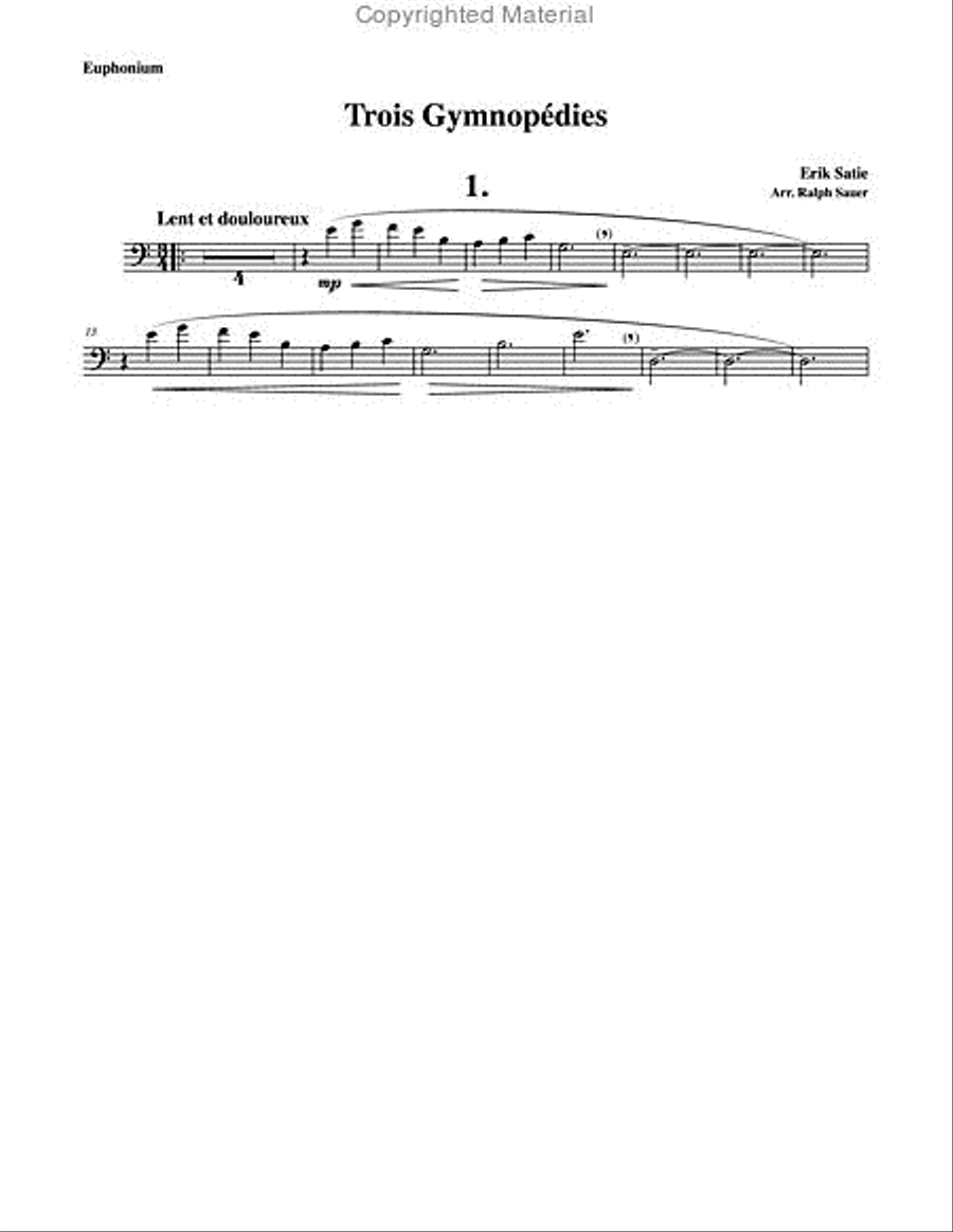Trois Gymnopédies for Euphonium & Piano Euphonium scores gallery preview page 2