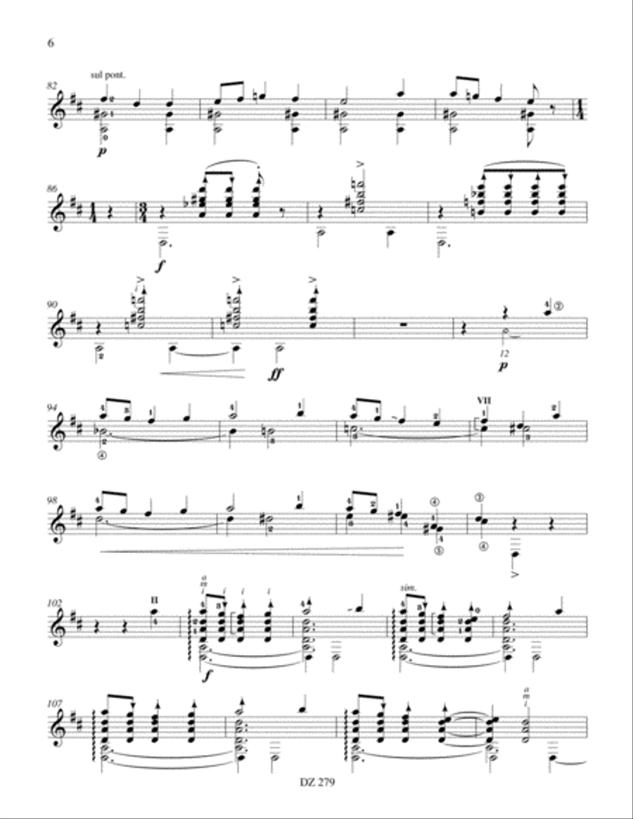 Fantaisie sur un thème auvergnat, L'oiseau et l'aube Classical Guitar scores gallery preview page 6