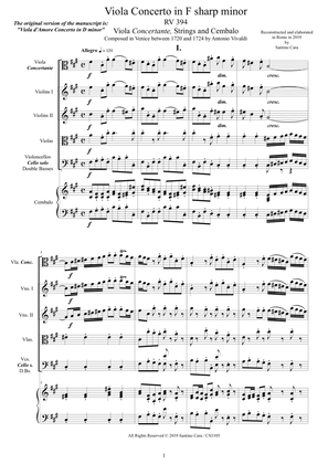 Vivaldi - Viola Concerto in F sharp minor RV394 for Viola concertante, Strings and Cembalo