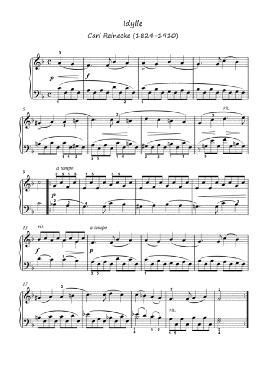 Ave Maria by F.Burgmuller Idylle by C.Reinecke Piano Solo scores gallery preview page 1