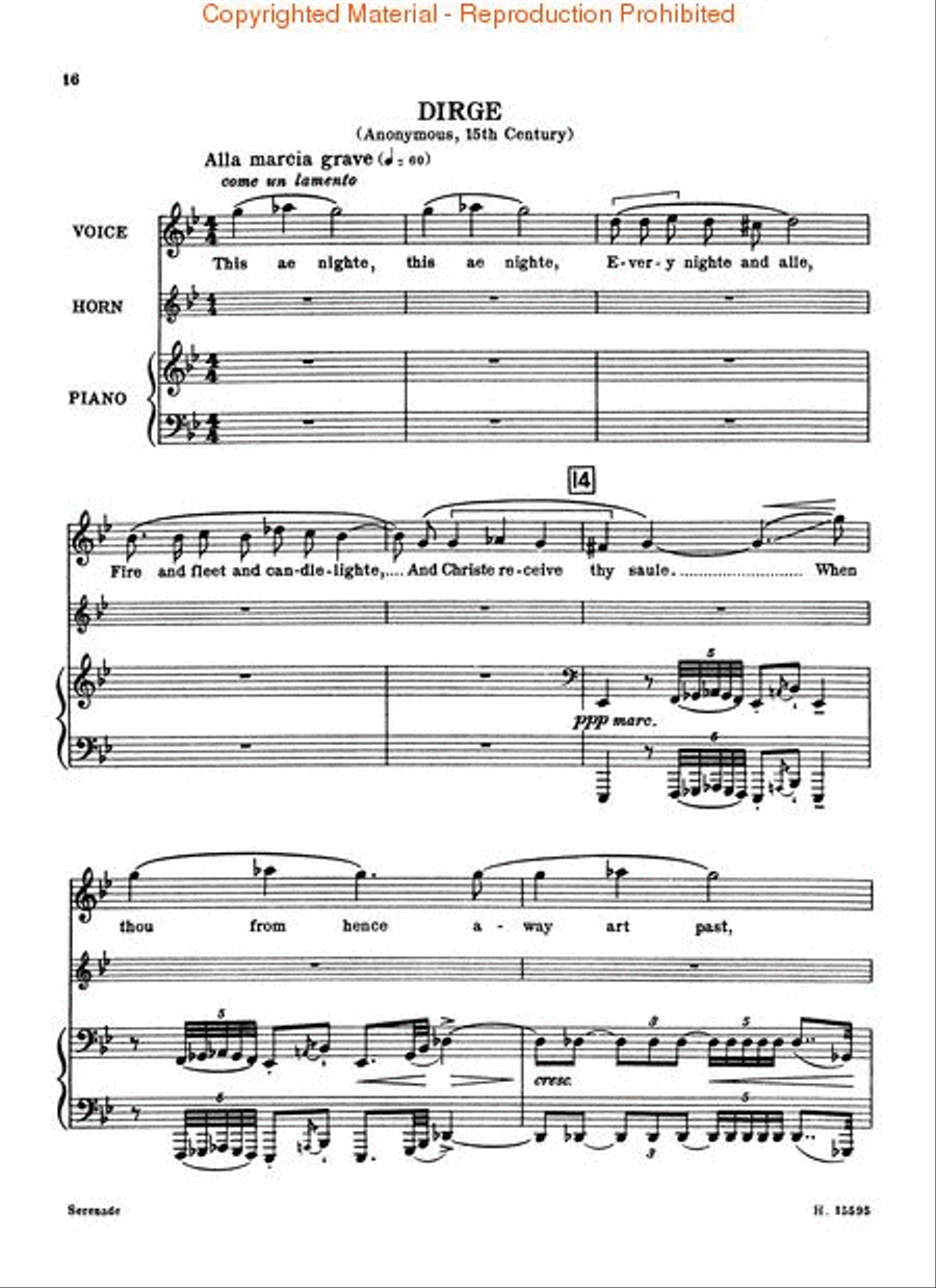 Serenade for Tenor, Op. 31 Voice scores gallery preview page 3