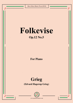 Book cover for Grieg-Folkevise Op.12 No.5,for Piano