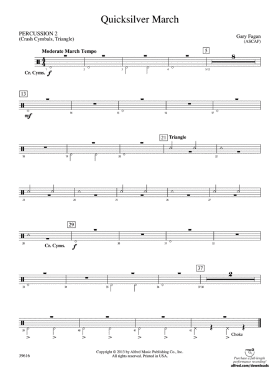 Quicksilver March: 2nd Percussion Concert Band scores gallery preview page 1