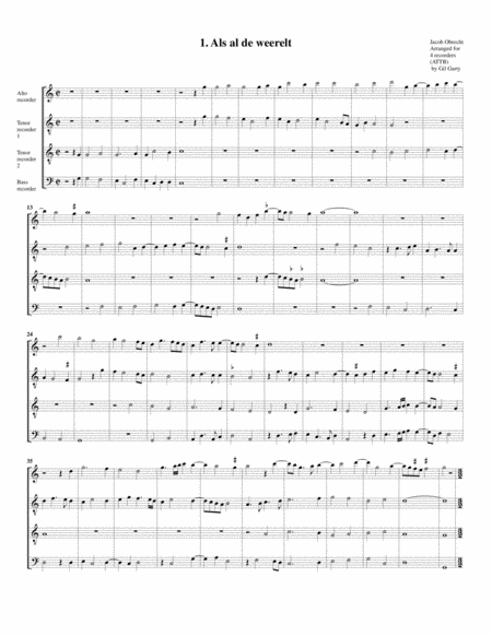Complete secular music (arrangements for 3-4 recorders)