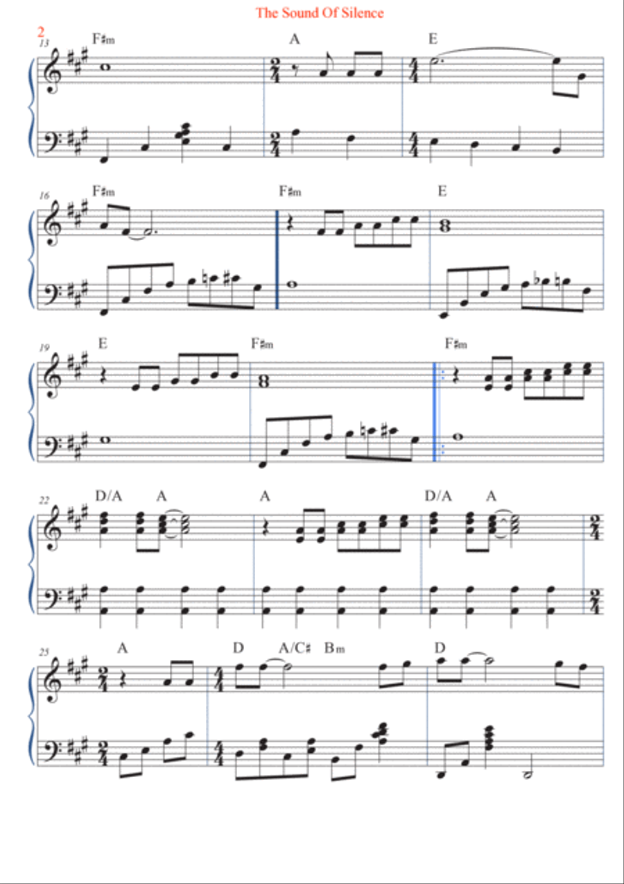 The Sound Of Silence Piano Solo scores gallery preview page 2