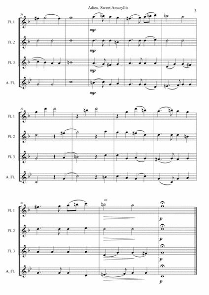 Adieu sweet Amaryllis for flute quartet (3 flutes and 1 alto flute) image number null