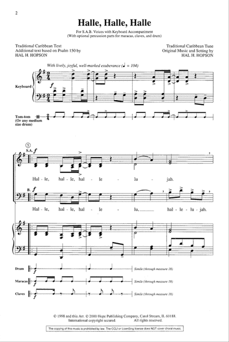 Halle, Halle, Halle Halle, Halle, Halle 4-Part scores gallery preview page 3