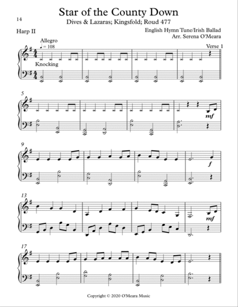 Star of the County Down, Harp II Celtic Harp scores gallery preview page 2