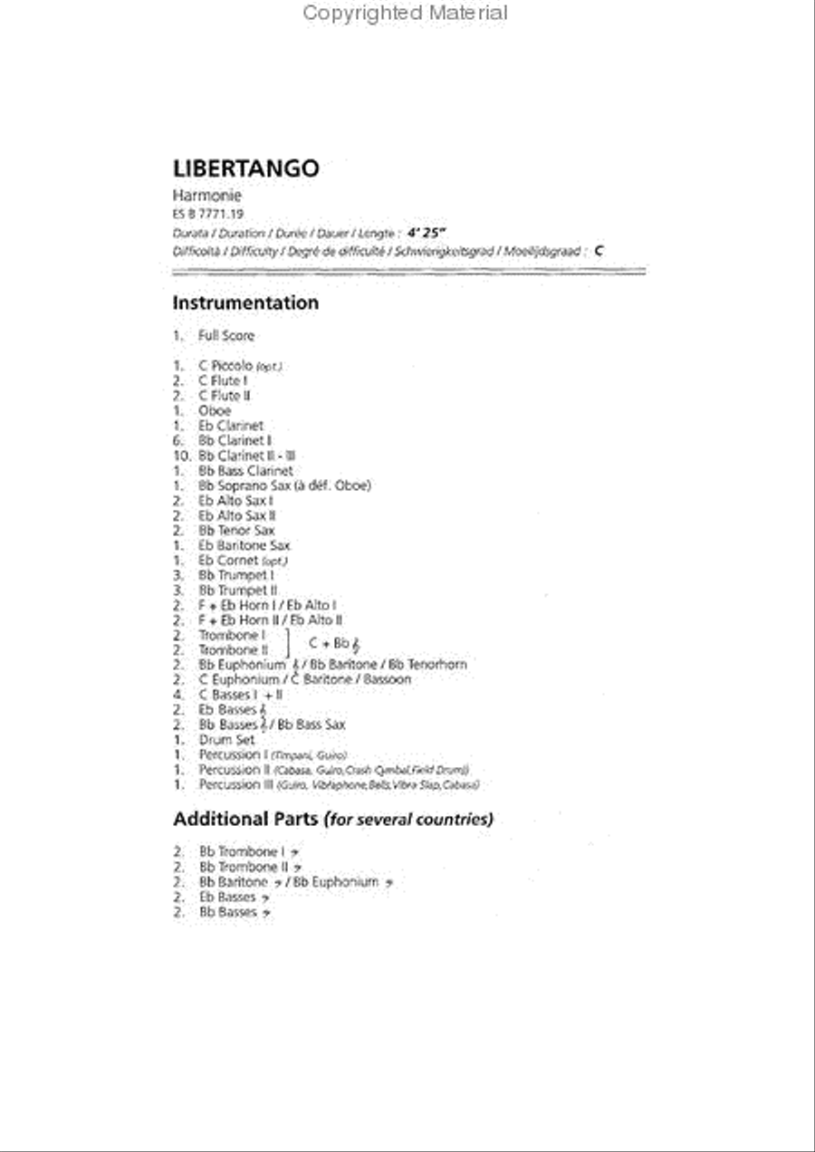 Libertango Concert Band scores gallery preview page 2