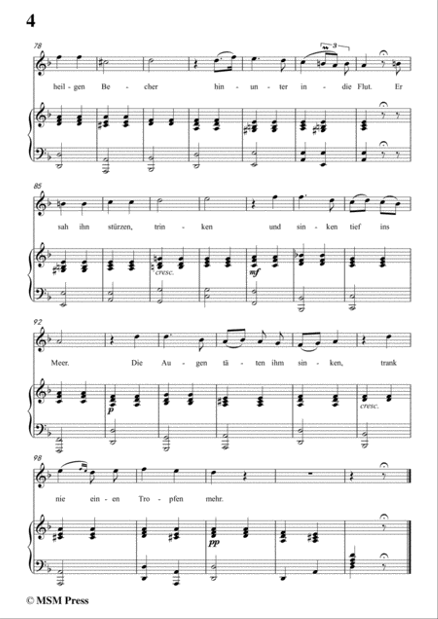 Schubert-Der König in Thule,in d minor,Op.5 No.5,for Voice&Piano Voice scores gallery preview page 6