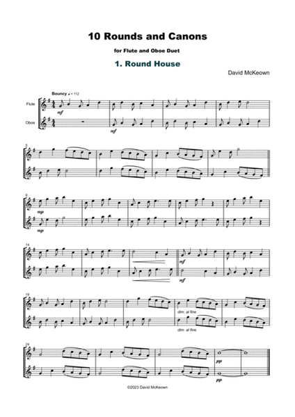 10 Rounds and Canons for Flute and Oboe Duet