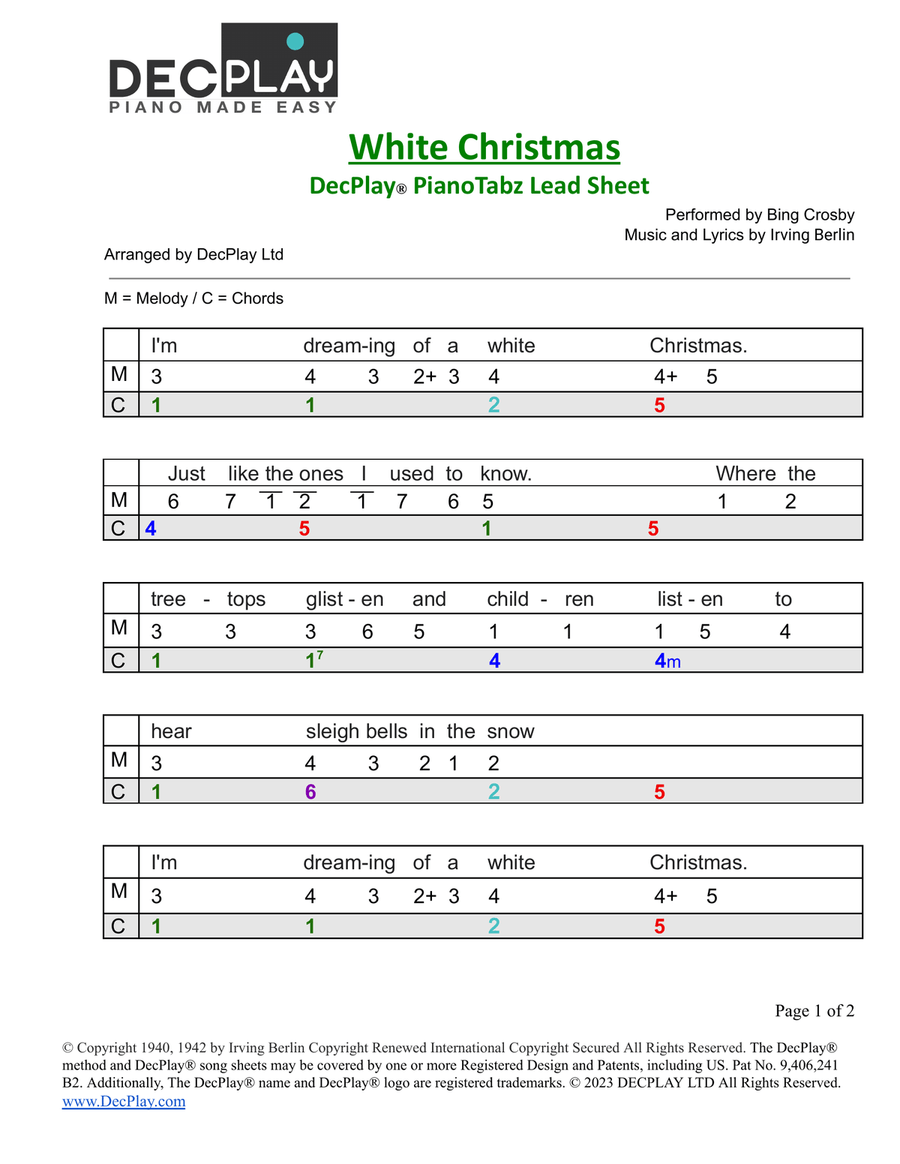 White Christmas Easy Piano scores gallery preview page 1