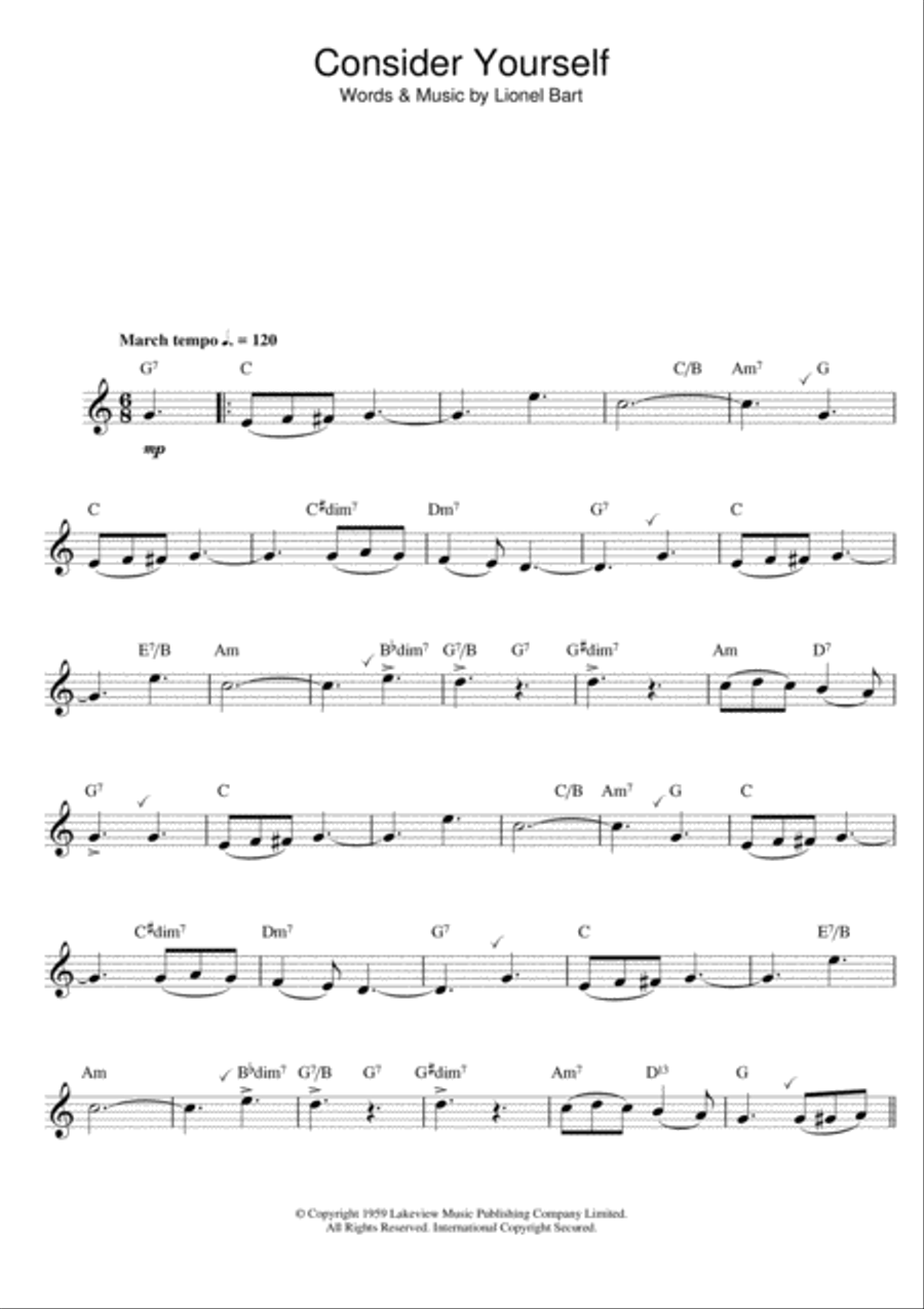 Consider Yourself Flute Solo scores gallery preview page 1
