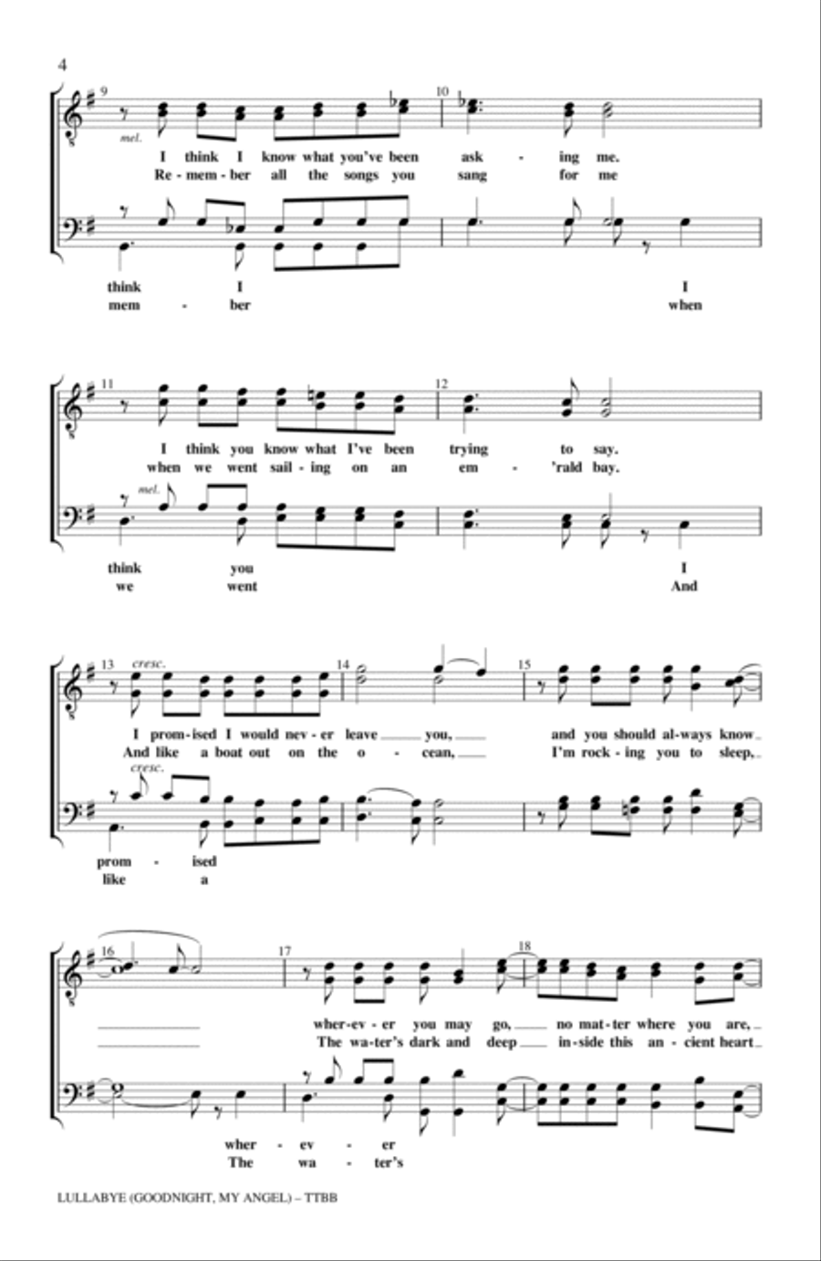 Lullabye (Goodnight, My Angel) (arr. Kirby Shaw) TTBB scores gallery preview page 2