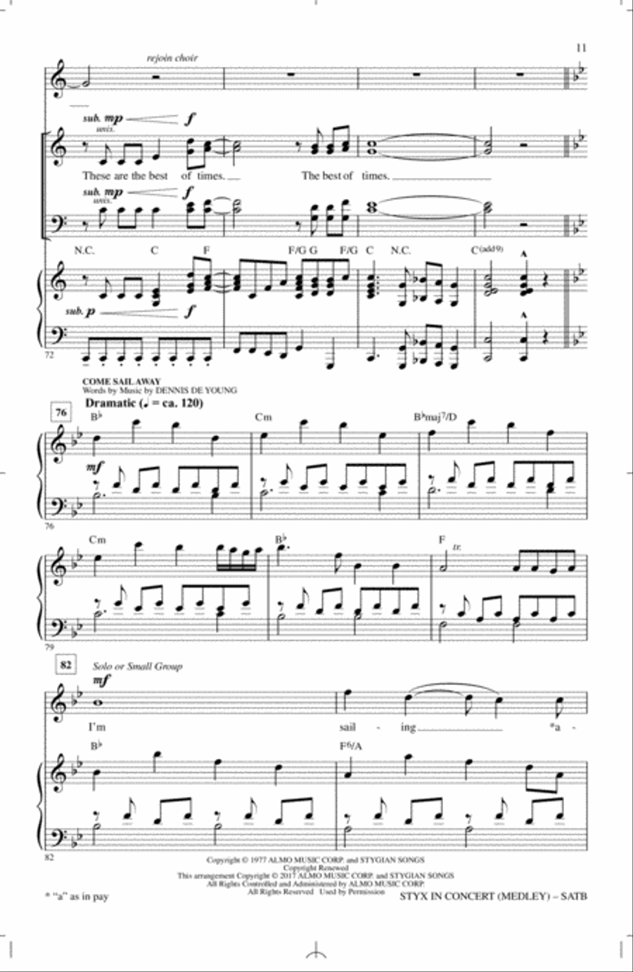 Styx In Concert (Medley) 4-Part scores gallery preview page 10