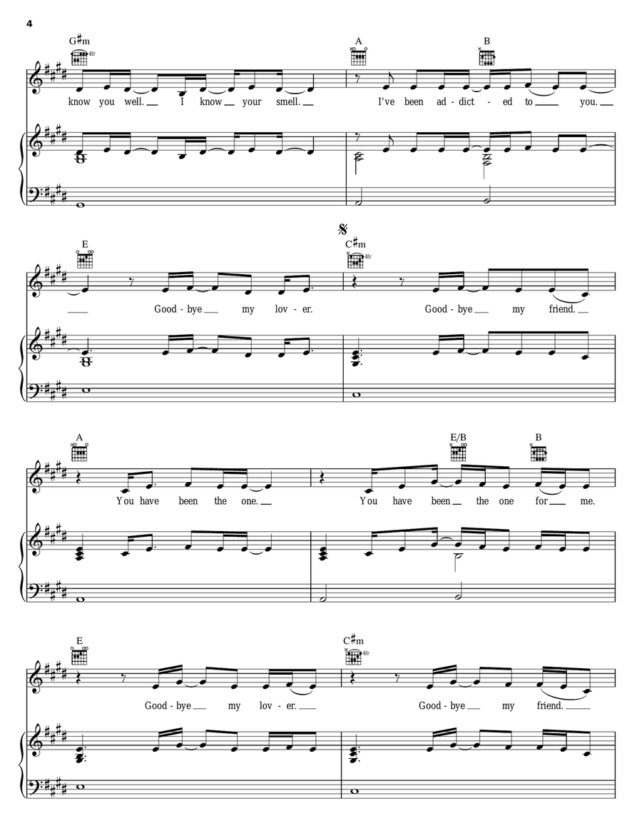 Goodbye My Lover Piano, Vocal, Guitar scores gallery preview page 4