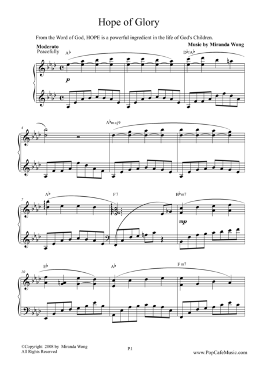 Hope of Glory - Beautiful Piano Music No.6 4-Part scores gallery preview page 1