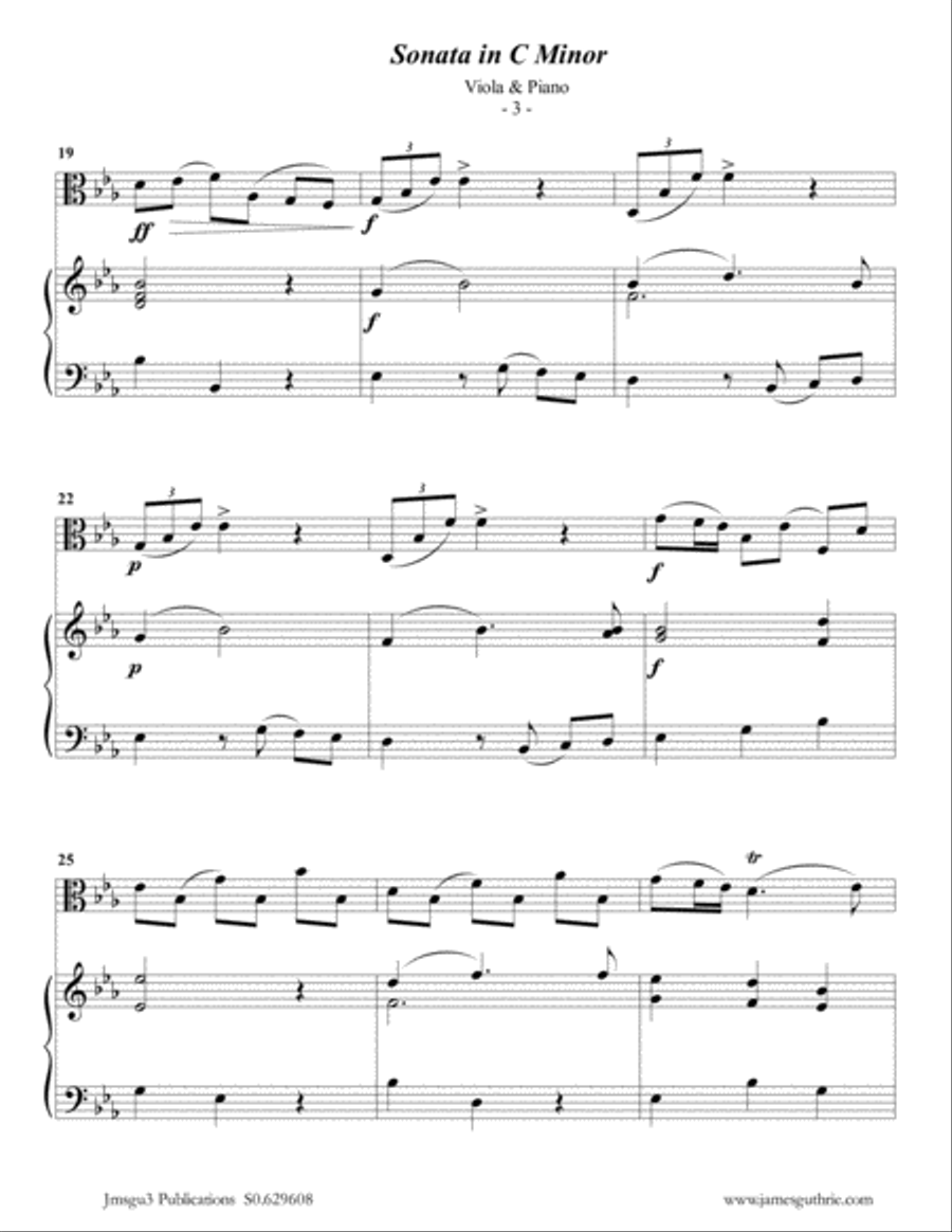 Telemann: Sonata in C Minor for Viola & Piano Viola scores gallery preview page 3